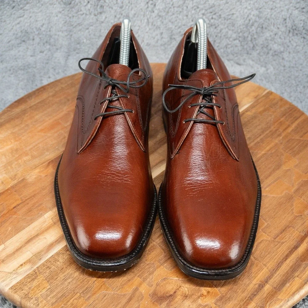 FREEMAN Dark Brown Free-Flex Oxfords Apron Toe Lace-Up Men's 7.5 E
